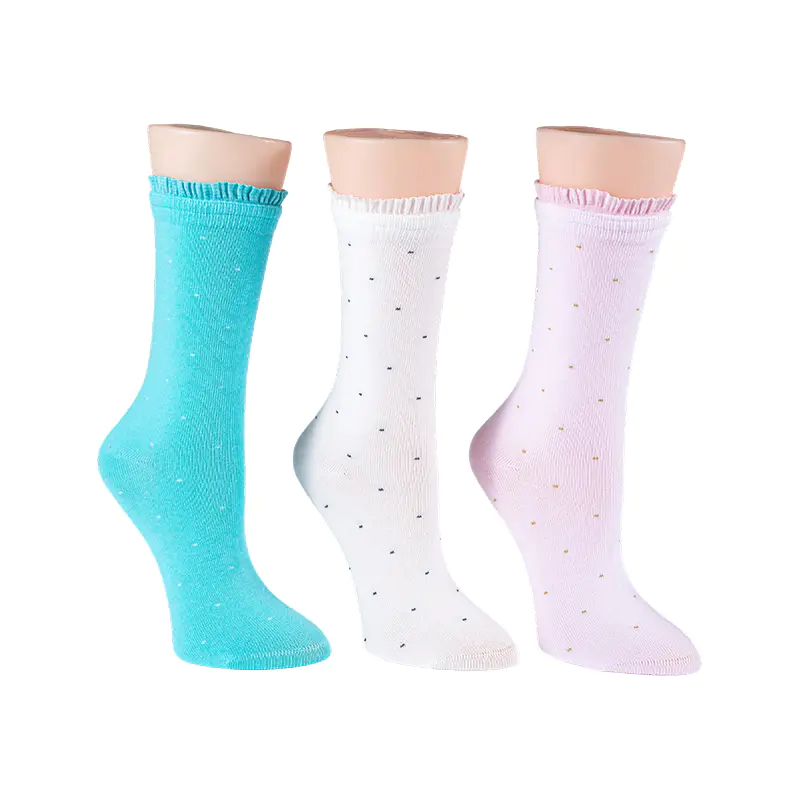 Calzini girocollo da donna in pizzo a pois