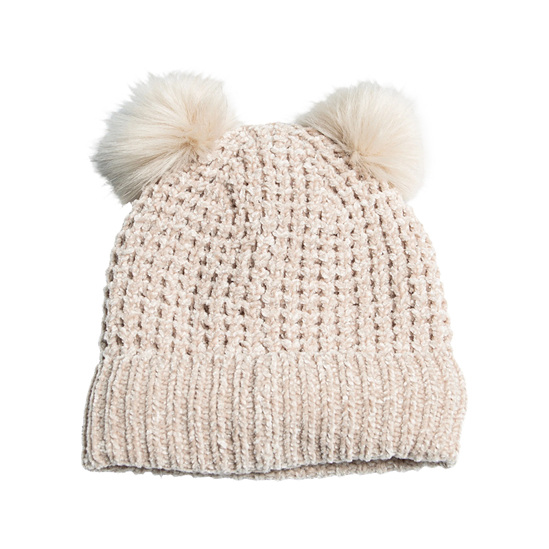 Cappello con polsino in ciniglia waffle per bambini